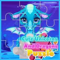 poster of Cute Unicorns And Dragons Puzzle game