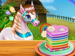 poster of Play Pony Cooking Rainbow Cake Game Online 2024 game