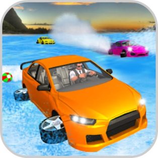 ملصق اللعبة Water Surfer Car Floating Beach Drive Game