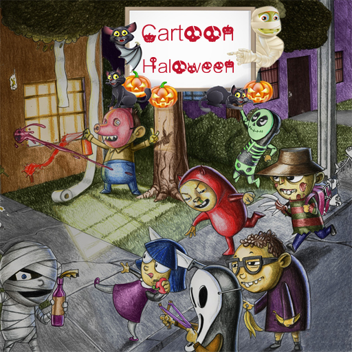 poster of Play Cartoon Halloween Slide Puzzle Game Online 2024 game
