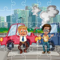 ملصق اللعبة Crash Car Jigsaw