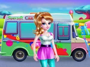poster of Play Girly Ice Cream Truck Car Wash Game Online 2024 game