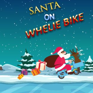 ملصق اللعبة Santa On Wheelie Bike