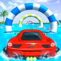 ملصق اللعبة Water Surfing Car Stunts Car Racing Game