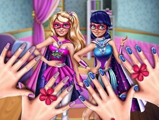 ملصق اللعبة Superhero Princesses Nails Salon