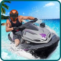 ملصق اللعبة JetSky Power Boat Stunts Water Racing Game