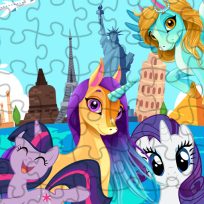 ملصق اللعبة Unicorns Travel The World Puzzle