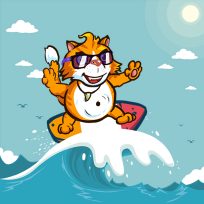 ملصق اللعبة Surfer Cat