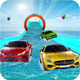 ملصق اللعبة Water Slide Car Stunt Racing Game 3D