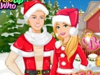 poster of Barbie and Ken Christmas game