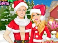 poster of Barbie and Ken Christmas game