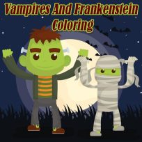 poster of Vampires And Frankenstein Coloring game