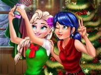 poster of Ladybug And Elsa Xmas Selfie game